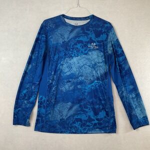 Realtree Fishing Mens Blue Wave Camo Long Sleeve Performance Shirt Size M